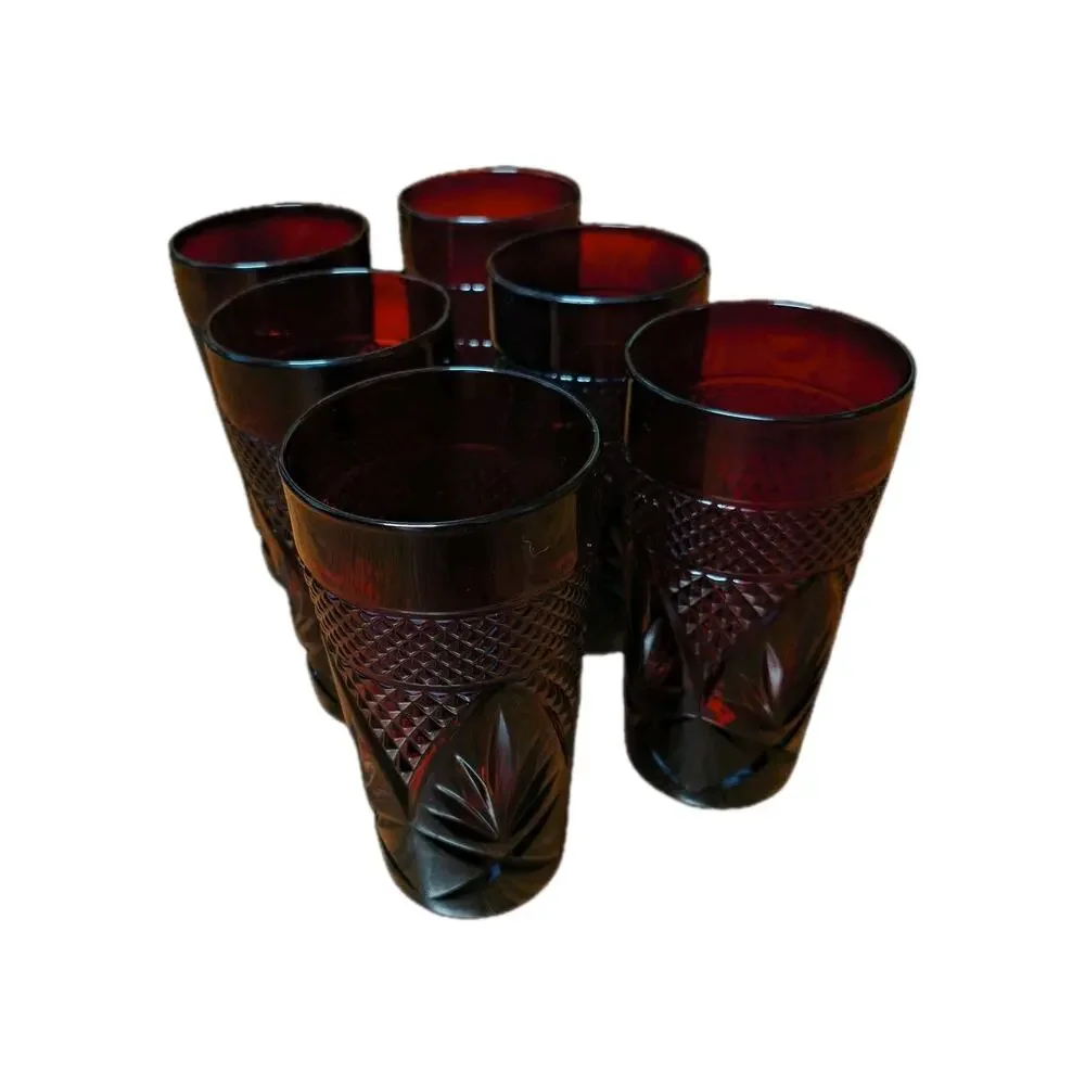 Set of 6 Luminarc Cristal D'Arques Durand Ruby Red Tumblers Made In France
